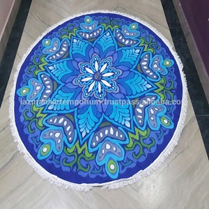 Tapiz redondo de algodón tejido de diseño caliente Impreso India Beach Roundies Venta al por mayor Tapices de playa de India - Product Image 3