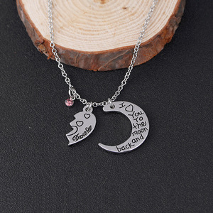 Mamá Te Amo a La Luna y Atrás Madre Hija rompecabezas pareja Collares Colgante para el día de la madre especial - Product Image 5