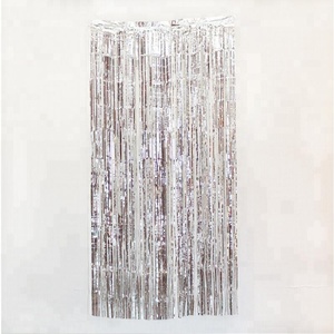 PVC silver curtain match Foil Tinsel garland metallic Tinsel Foil Fringe curtain Backdrops - Product Image 1