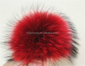 Moda <span class=keywords><strong>real</strong></span> Piel de mapache recorte 15 cm bola grande de la piel con broche de sombrero - Product Image 6