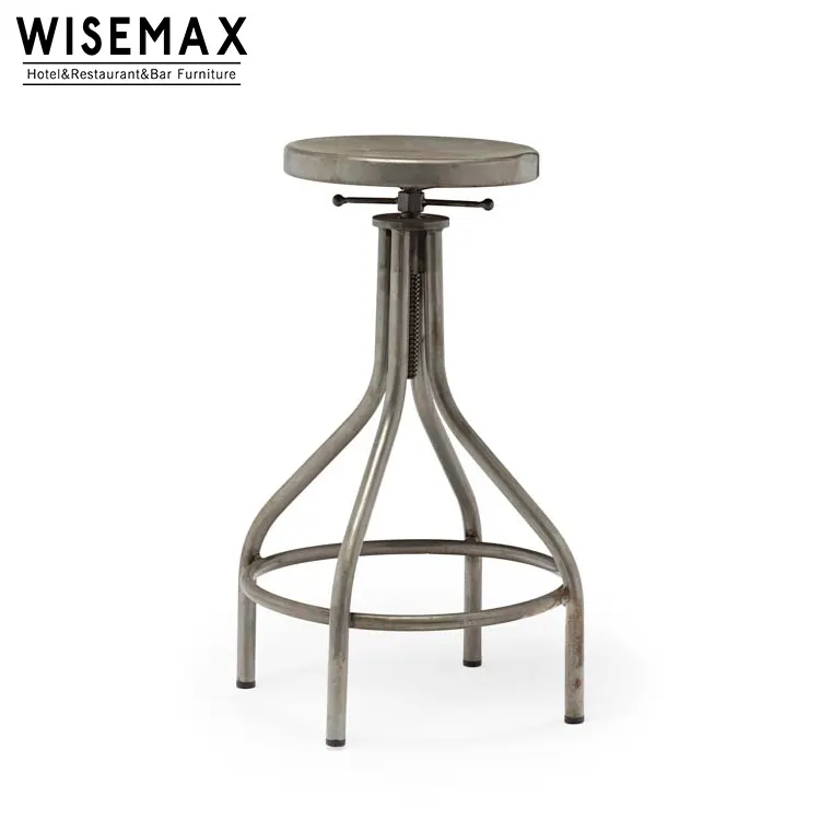 Foshan factory wholesale commercial metal bar chair vintage industrial high metal bar stool with backrest bar chair metal