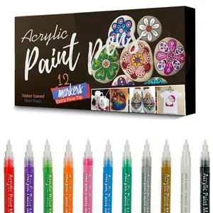 Permanent acrylic paint pens paper canvas wood rocks glass mirrors metal plastic fabric colored permanent marker pen