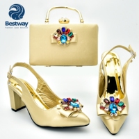 Bestway sapatos femininos, sapatos femininos tamanho da ue 37-42 de 2.7 polegadas sapatos de casamento mulheres sapatos vestido e bolsa mg1372