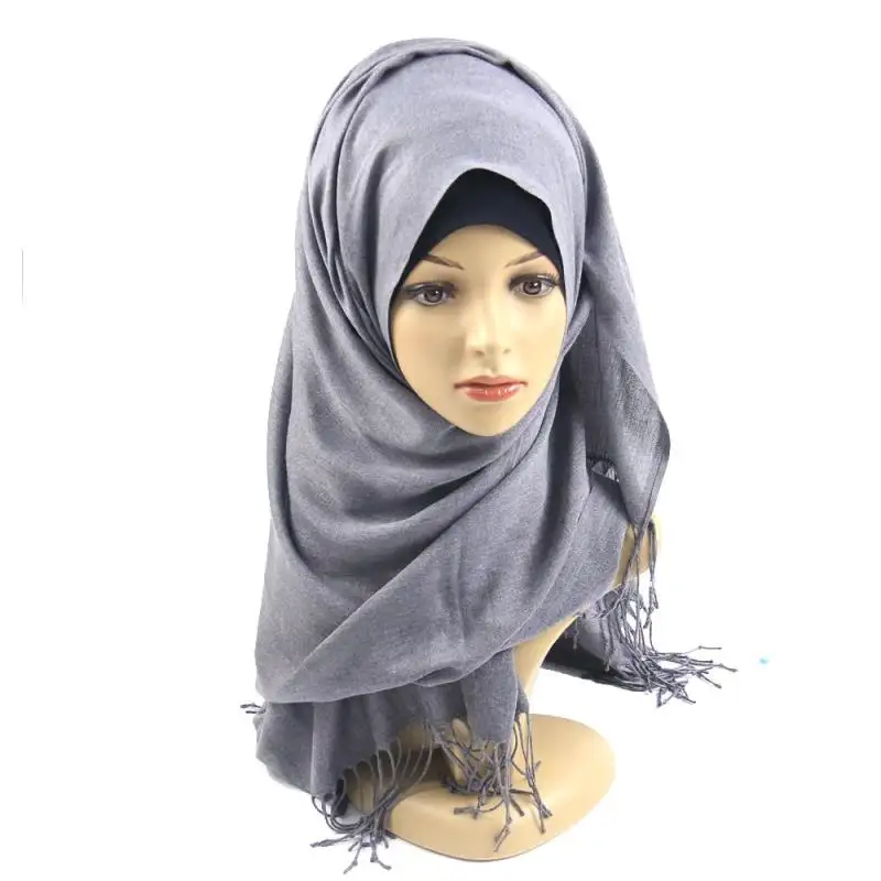 Макси однотонные Crinkle шарф из хлопка и вискозы хиджаб для мусульманских женщин хиджаб шарф