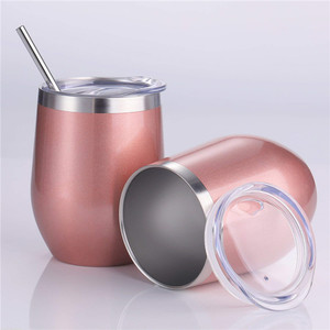 De 12 oz taza de acero inoxidable de oro <span class=keywords><strong>rosa</strong></span> brillante de doble pared aislado al vacío <span class=keywords><strong>vino</strong></span> vaso con tapa de <span class=keywords><strong>la</strong></span> taza de café - Product Image 4