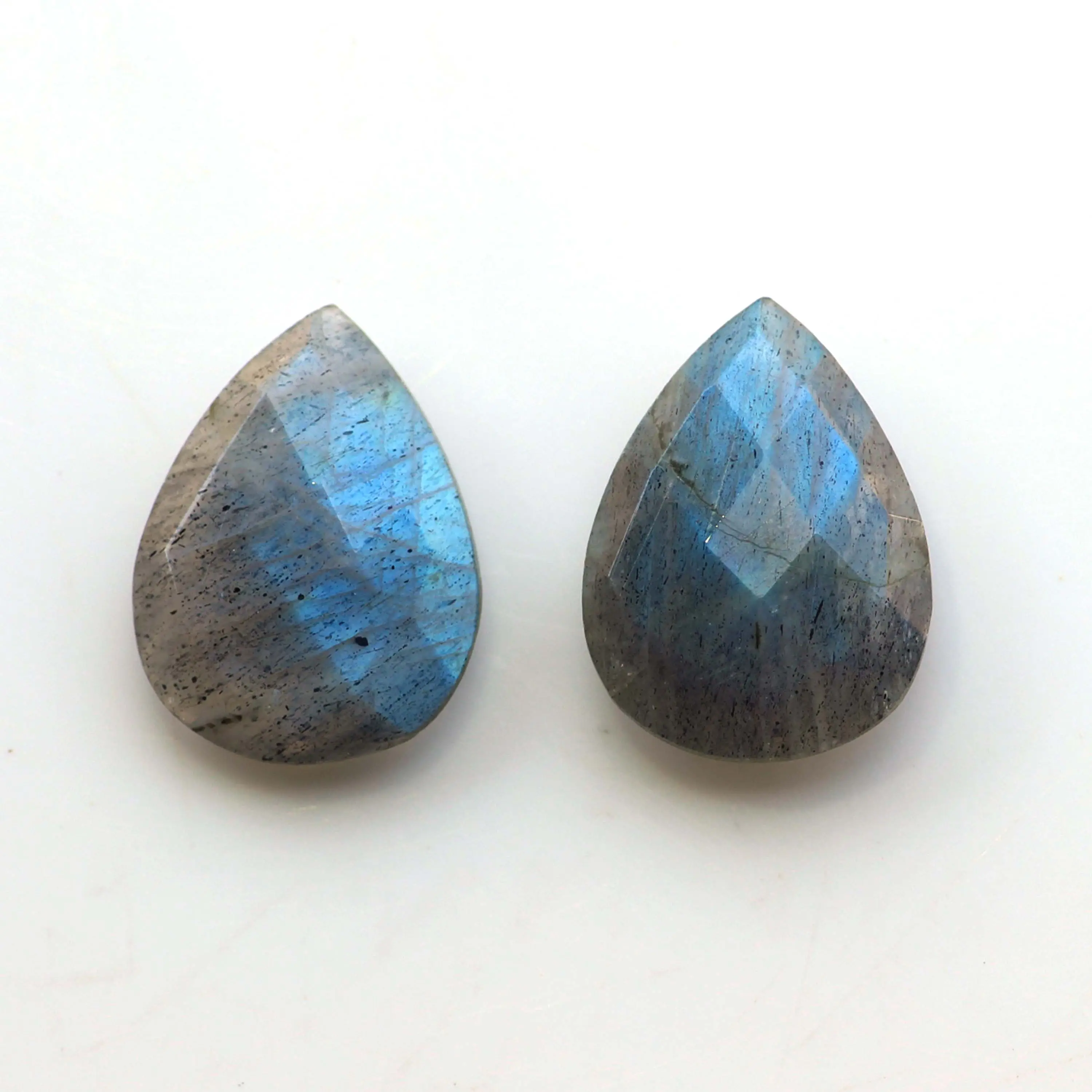 Calidad superior 12x16mm Natural azul llamativo labradorita facetada forma de pera Briolette labradorita piedras preciosas sueltas para hacer joyería
