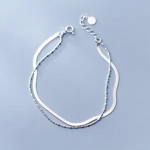 Fashion Double Layer Snake Bamboo Chain Bracelets For Women Sterling Silver 925 Fashion Jewelry