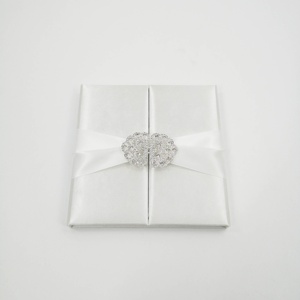 Vente chaude Élégante En Soie Blanche De Luxe En Carton Boîtes <span class=keywords><strong>D</strong></span>'<span class=keywords><strong>invitation</strong></span> De Mariage Avec Noeud Et Boucle - Product Image 2