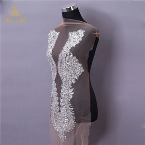 厚手のビーズレース生地クリスタルアップリケパッチ衣類用 - Product Image 2