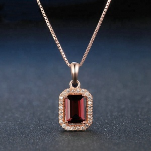 Femmes naturel grenat boucle d'oreille collier pendentifs de luxe réel pierre 925 bijoux en argent ensemble - Product Image 4
