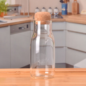 Barattolo di vetro borosilicato alto con coperchio in sughero a tenuta d'aria cibo/caffè/caramelle farmacia bagno Qtip porta spezie <span class=keywords><strong>cucina</strong></span> Back School - Product Image 3