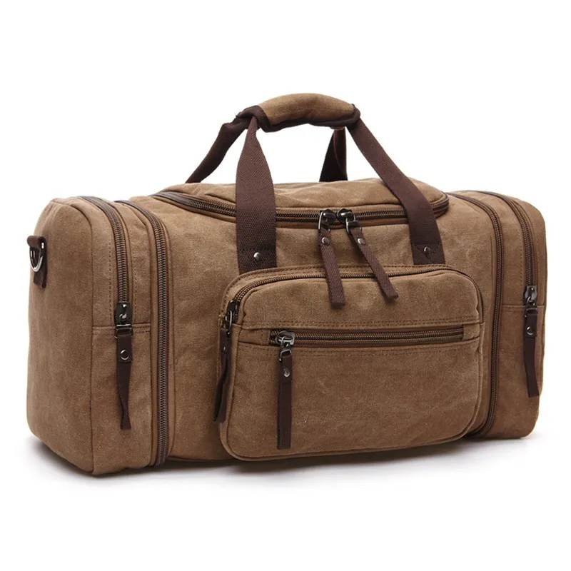 In Stock Custom Canvas Gym Weekender Travel Bag Large Sports Duffle Bag