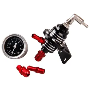 Automobile Aluminum Universal Adjustable Gasoline And Fuel Pressure Regulator Valve Supercharger With Gauge