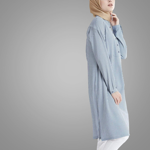 Bán Buôn Trực Tuyến Thổ Nhĩ Kỳ <span class=keywords><strong>Tunics</strong></span> Đối Với Phụ Nữ Ánh Sáng Màu Xanh Dài Tay Áo Hồi Giáo Áo <span class=keywords><strong>Tops</strong></span> Hồi Giáo Quần Áo - Product Image 3