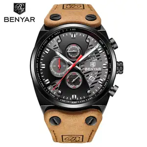 Benyar 5110 Kwaliteit Chinese Lederen Band Analoge Quartz Meest Populaire Horloges Luxe Merk