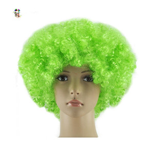 Pelucas Afro rizadas cortas de Color verde para aficionados al fútbol, HPC-1181 barata de fiesta - Product Image 1