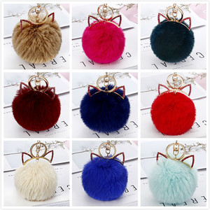 Portachiavi all'ingrosso della fabbrica della palla di pelliccia sintetica del coniglio Pom Pom portachiavi del gatto pompon portachiavi per accessori del telefono <span class=keywords><strong>cellulare</strong></span> - Product Image 5