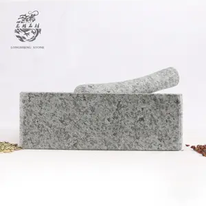 En Venta caliente especias y molinillo de pimienta 7,3 tazón cuadrado/18,5 cm granito Natural mortero y mortero conjuntos