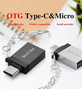 Venta al por mayor de moda <span class=keywords><strong>OTG</strong></span> de aleación de aluminio de tipo-c/micro USB <span class=keywords><strong>cable</strong></span> <span class=keywords><strong>adaptador</strong></span> de teléfono de datos con la cadena - Product Image 6