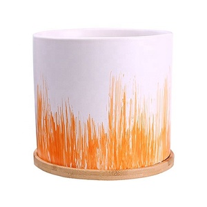 vivre succulentes plantes jardinières/décoration de <span class=keywords><strong>la</strong></span> <span class=keywords><strong>maison</strong></span> de jardin pots de fleurs en céramique avec support en bois - Product Image 3
