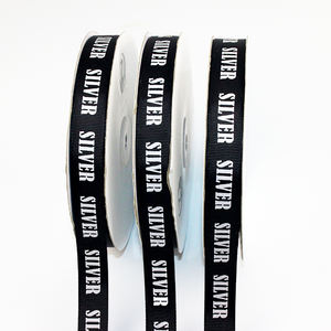(ligamento tafetán cinta de <span class=keywords><strong>3</strong></span>/4 pulgadas 2 cm negro tejer grogrén (ligamento tafetán cinta con logo blanco - Product Image 3