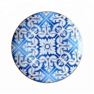 Blu Commercio All'ingrosso di Ceramica 12 pollice Caricatore Piatto Da Sposa Noleggio Con Logo - Product Image 3