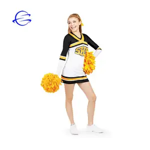 Hot Ontwerp Nieuwste Ontwerp Groothandel Custom Gesublimeerd Lange Mouwen Cheerleading Uniform