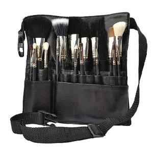 OEM ODM Accepted Professional Makeup Artist Empty PU Leather Makeup Brush Waist Bag Belt