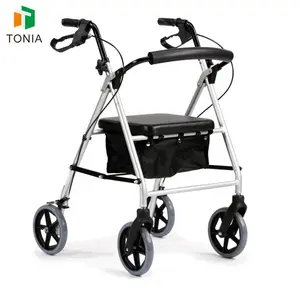 Cardinal Health Rollator Rolling Medical Walker with Storage Basket and Soft Seat