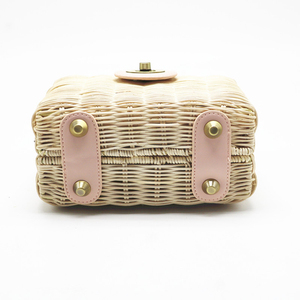 Sac à main pour femme en paille tressée pour les vacances d'été, article mixte en cuir PU, boîte de rangement en rotin faite à la main pour femmes - Product Image 5