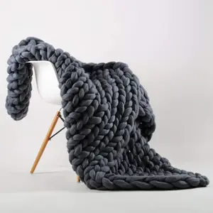Knit Crochet Yarn Hand Knitted Blanket 100% Australia Giant Merino Wool Roving Super Chunky Yarn Blanket Now goods