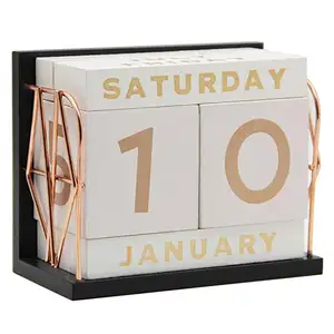 カスタム木製キューブカレンダーブロックデスクアドベントカレンダースタンド