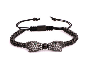 Bijoux de location de <span class=keywords><strong>luxe</strong></span> CZ Pave léopard charmes en acier inoxydable macramé Bracelet femmes hommes JBS10680 - Product Image 4