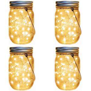 Solaire Mason Pots Lumières Lanternes Solaires <span class=keywords><strong>Suspendues</strong></span> Jardin Extérieur Lumières Blanc Chaud Lumières Table pour Patio Fête - Product Image 1