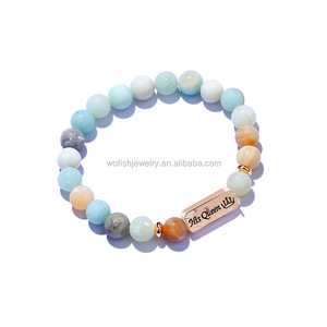 <span class=keywords><strong>Grabado</strong></span> de la barra su rey su Reina matt ágata cuentas de piedra natural pulsera para las mujeres - Product Image 2