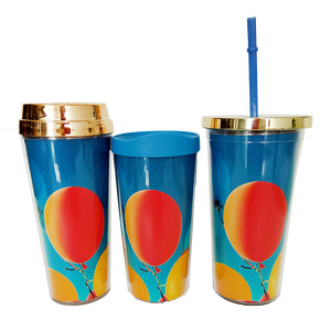 Reutilizable taza <span class=keywords><strong>24</strong></span> oz doble pared aislar acrílico vaso de plástico con tapa - Product Image 2