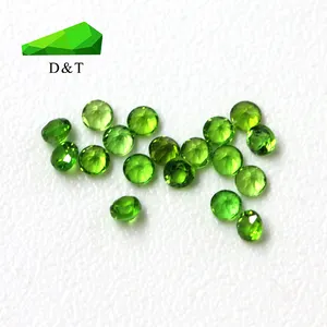 wholesale round brilliant cut green stone loose gemstone natural chrome diopside pendant stone for jewelry making