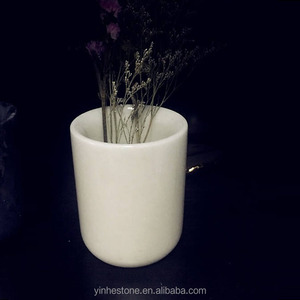 Venta al por mayor de vela de cerámica blanco montaña de mármol únicos vela tarros - Product Image 3