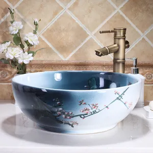 Antique Handmade Bathroom Farm Sink And Countertop vanity lavatory bowl shampoo hand made ceramic Wash Basin