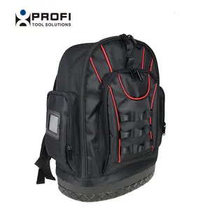 new style Chinese supplier water resistant 17" Plastic bottom backpack tool bag hard base backpack carry bag for tools