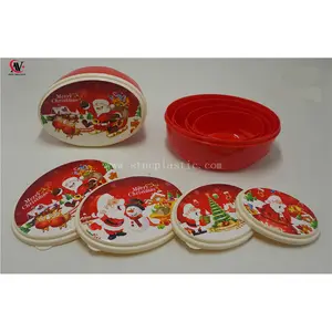 Holiday Food Leftover Containers Plastic Packaging food box with Christmas Santa printing