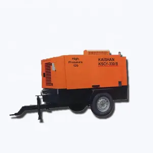 KSCY-330/8 Kaishan, pequeño tornillo rotativo portátil, compresor de aire de 88kw para construcción de carreteras