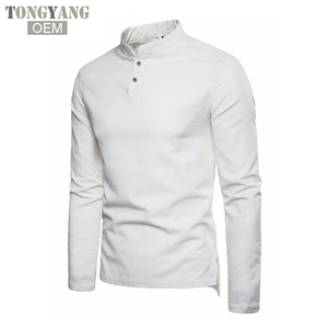 TONGYANG Camisa Casual de <span class=keywords><strong>Lino</strong></span> para Hombre Cuello Mao Transpirable Estilo Tradicional Chino Manga Larga - Product Image 6