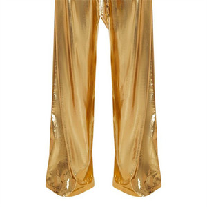 <span class=keywords><strong>Pantalon</strong></span> doré de soirée pour femmes, vêtement métallique avec ceinture, ample, bande élastique, pour Club - Product Image 3