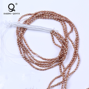 Daking joyería 3mm arroz forma Champagne Natural perlas de agua dulce filamentos - Product Image 6
