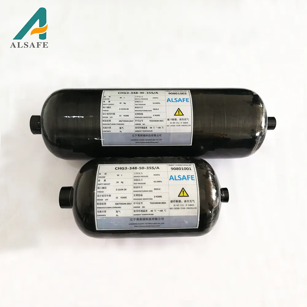 ALSAFE CHG3-348-140-35-S/EINE 350bar Wasserstoff hochdruck gas zylinder/carbon faser zylinder für brennstoffzellen