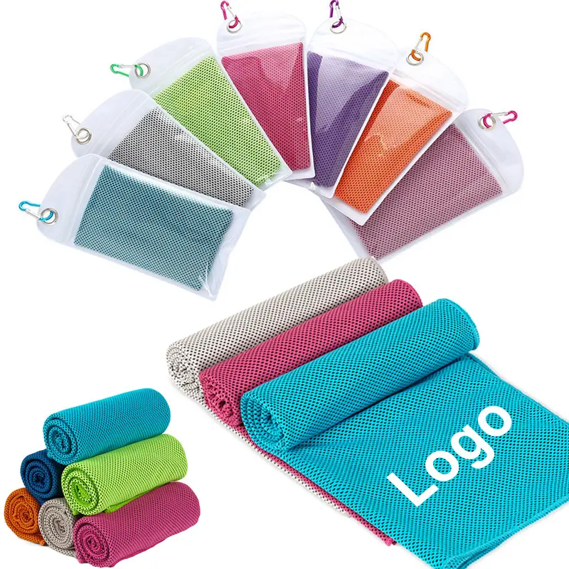 Toptan promosyon özel Logo mikrofiber örgü spor buz soğutma havlu spor Yoga koşu için