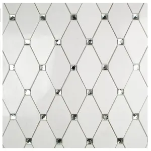 Diamond White And Mirror Marble And Glass Mosaic Tile