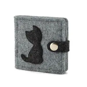 Grey cute cat shape Small mini wallet Purse for women children