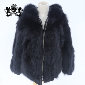 Nueva elegante abrigo de piel peluda Moda abrigo de piel de zorro chaqueta de invierno cálido con piel Real - Product Image 5